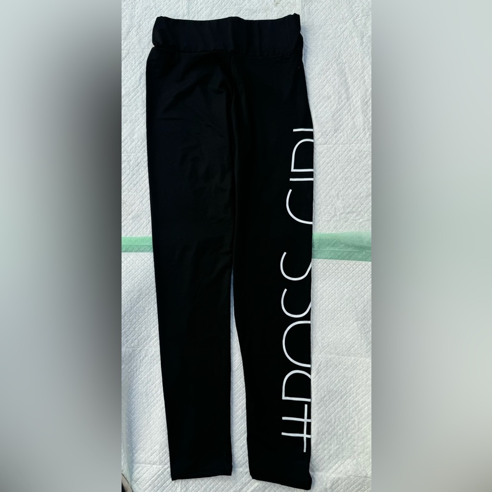 Black Boss Girl leggings.  Size Medium